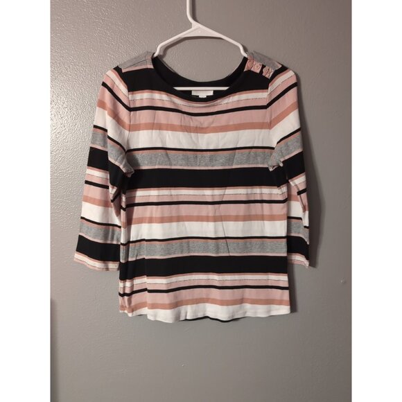Charter Club Multicolor Striped 3/4 Sleeve Blouse Size M - Picture 2 of 7